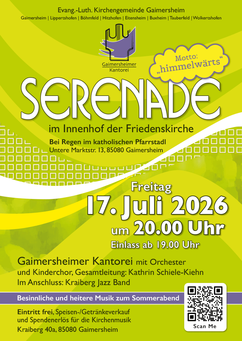 Serenade 2026 am 17.7.26, Beginn 20.00 Uhr